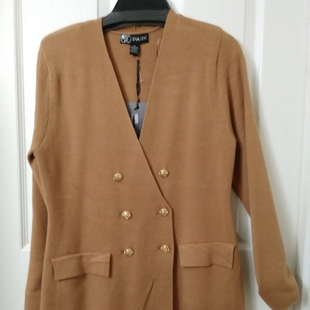 Medium Camel Double Breasted Cardigan Sweater by 80 Park